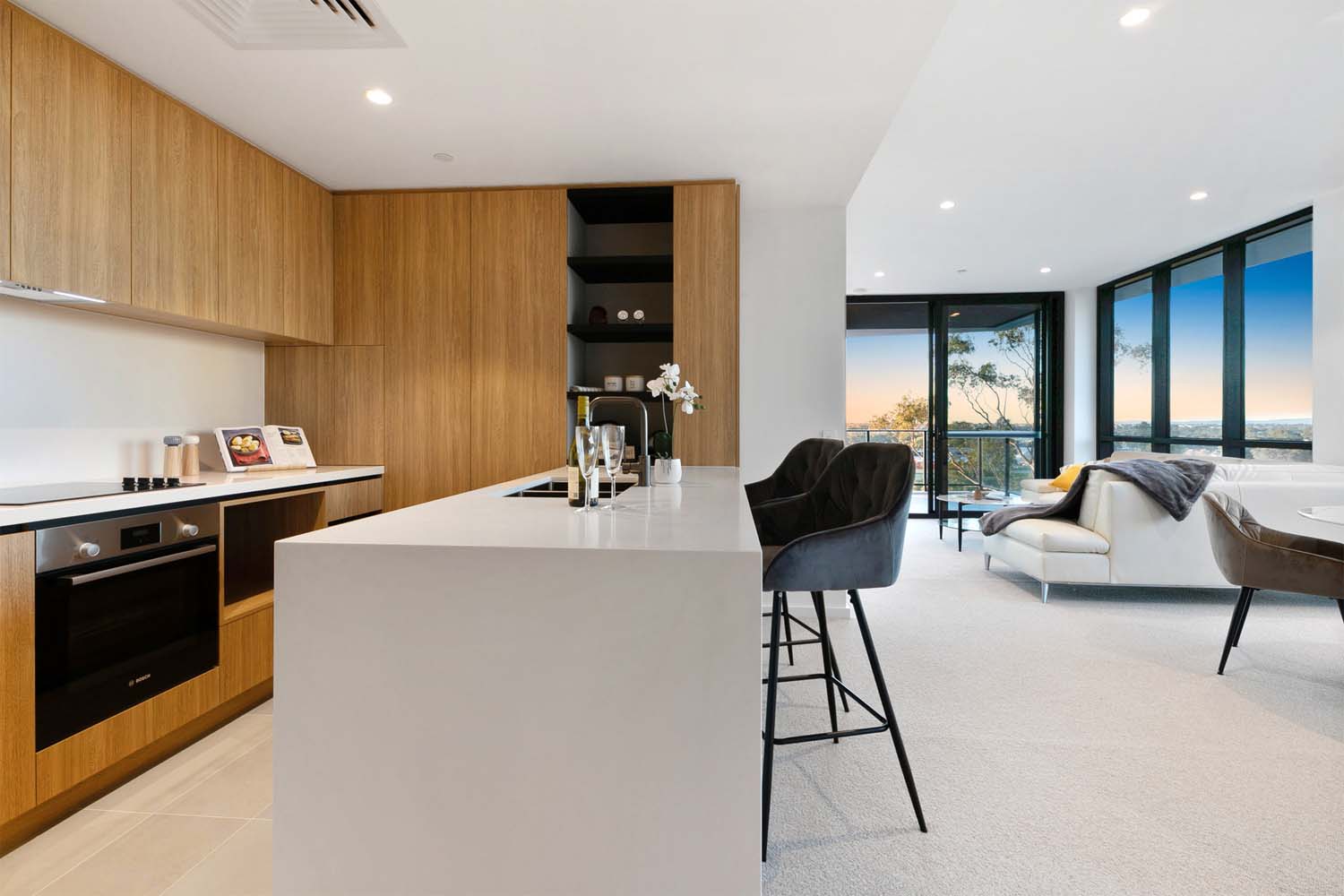 apartment kitchen and living room