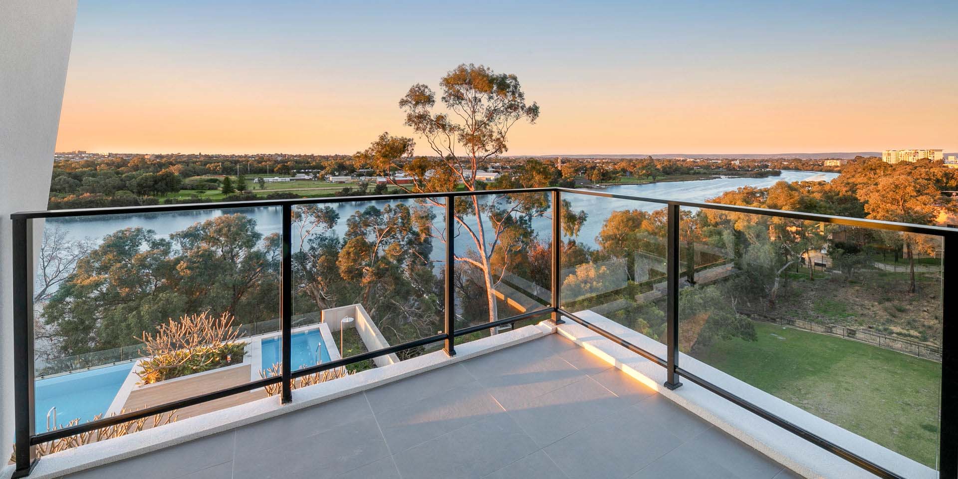 apartment balcony facing Swan river apartment balcony facing Swan river