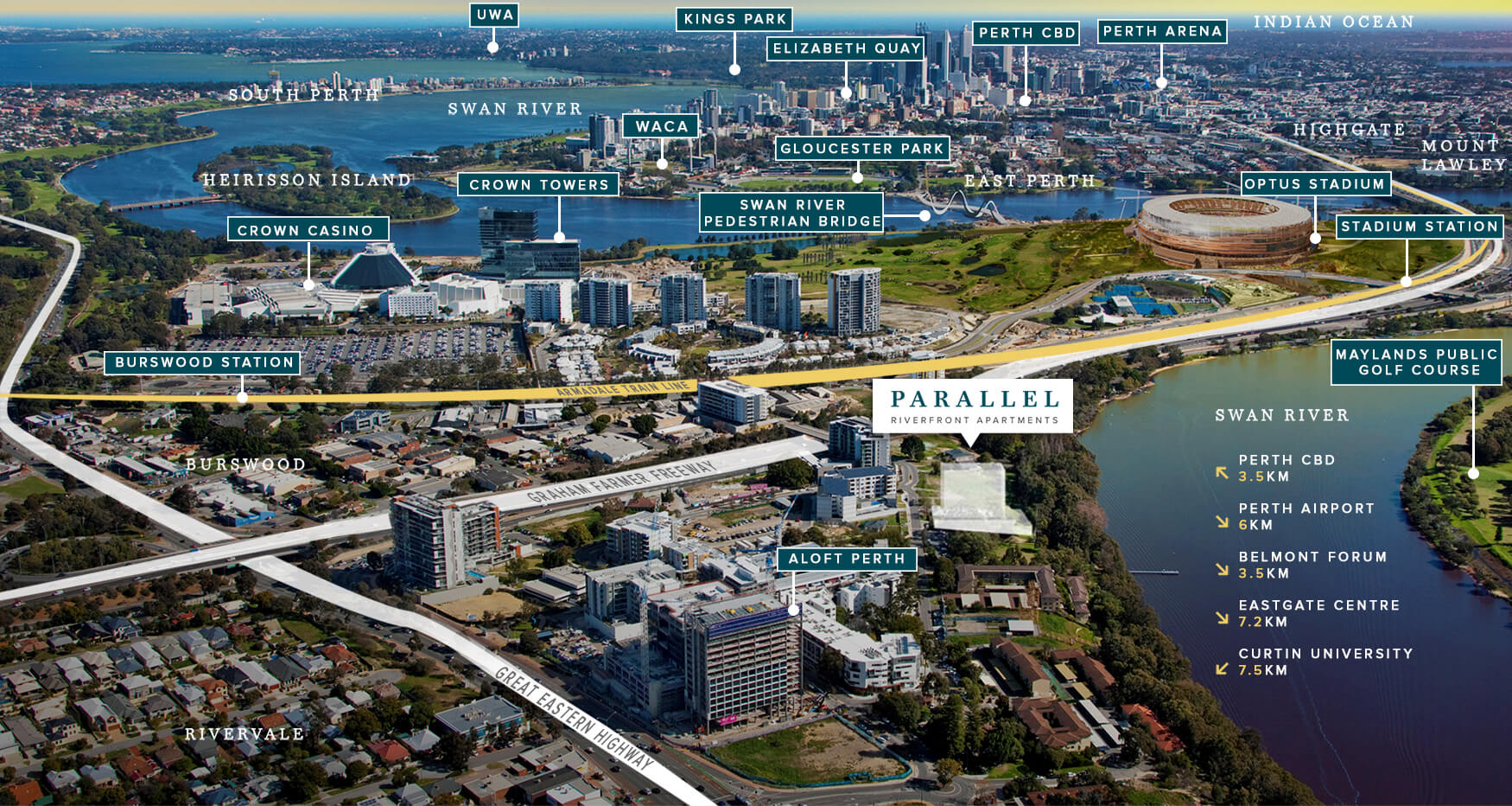 Parallel Riverfront Apartment location